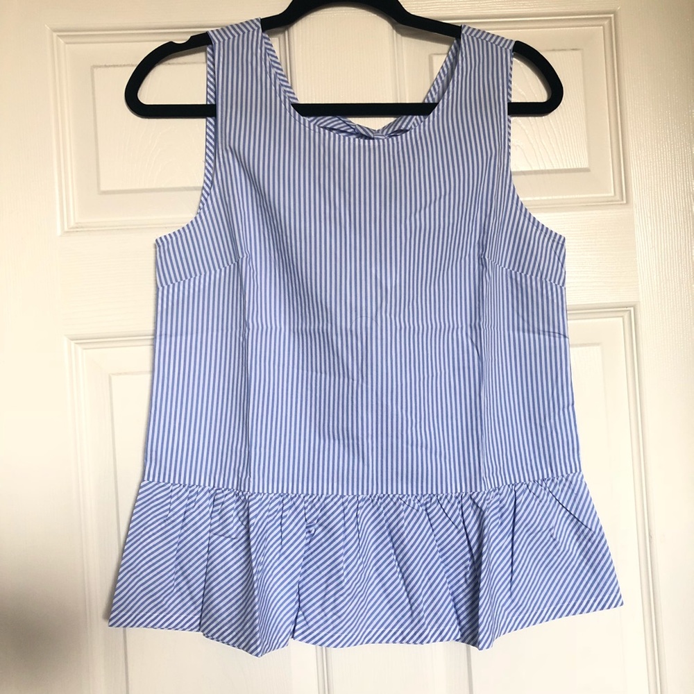 J. CREW FACTORY: PRINTED BOW-BACK PEPLUM TANK TOP